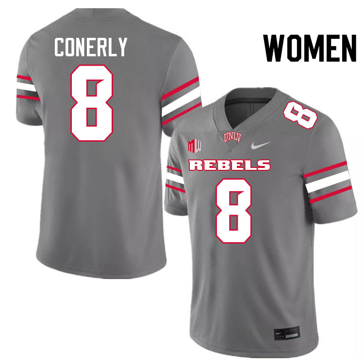 Women #8 Timothy Conerly UNLV Rebels College Football Jerseys Stitched-Grey